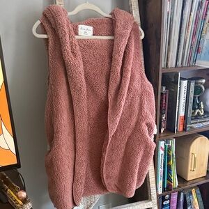 Love Tree Dusty Rose Sherpa Vest with Hood